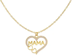 Mama Heart Pendant Necklace for Mom Dainty Hypoallergenic Cubic Zirconia Mothers Day Necklace Fashion Outfit Accessories Jewelry Gift