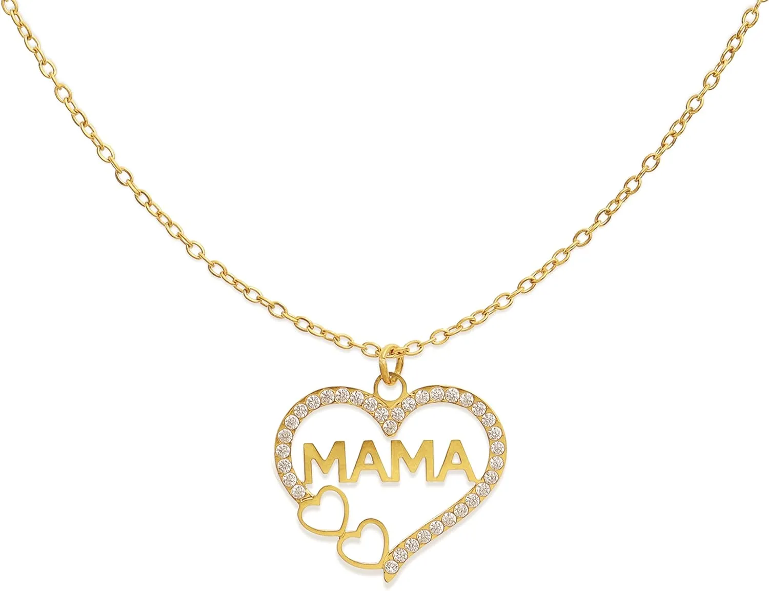 Mama Heart Pendant Necklace for Mom Dainty Hypoallergenic Cubic Zirconia Mothers Day Necklace Fashion Outfit Accessories Jewelry Gift