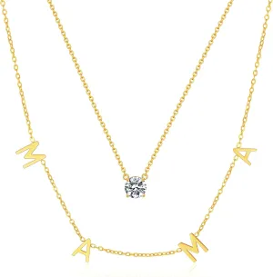 Mama Necklaces for Women 18K Gold Layered Mom Pendant Necklace With CZ Mother's Day for New Mom Mama Gifts