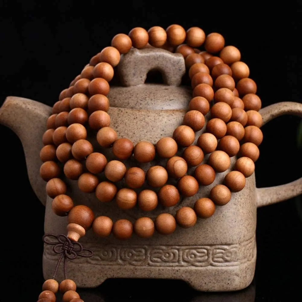 Meditation Buddhist Prayer Beads Necklace, Bracelet, 108 Prayer Beads Bracelet Mala Tibetan Buddhist Sandalwood Necklace Handmade Christmas Thanksgiving Elegant Jewelry (Size : 6MM)