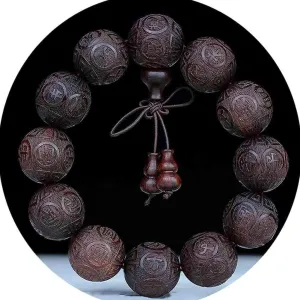 Meditation Buddhist Prayer Beads Necklace, Bracelet, Natural Wood Bead Bracelet Tibetan Buddhist Meditation Mala Prayer 2CM Rosewood Beads Men Woman Elastic Jewelry Anniversary Birthday Accessories