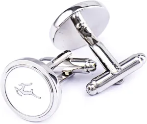 Men Cufflinks Circular Elk Silver Cufflinks Gift for Men Father's Day Friends with Elegant Box