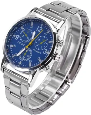 Men Male Analog Watch, Stainless Steel Band Alloy Case Wristwatch,Casual Sport Design Business Watches,Best Mens Gift(blue)
