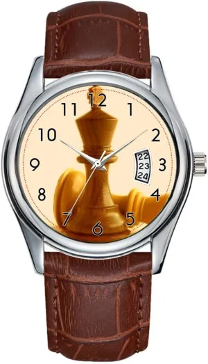 Men Watch Casual Waterproof Quartz Watches Clock Date Classic Business Brown Leather Christmas Wristwatch chess-37 wristwatches
