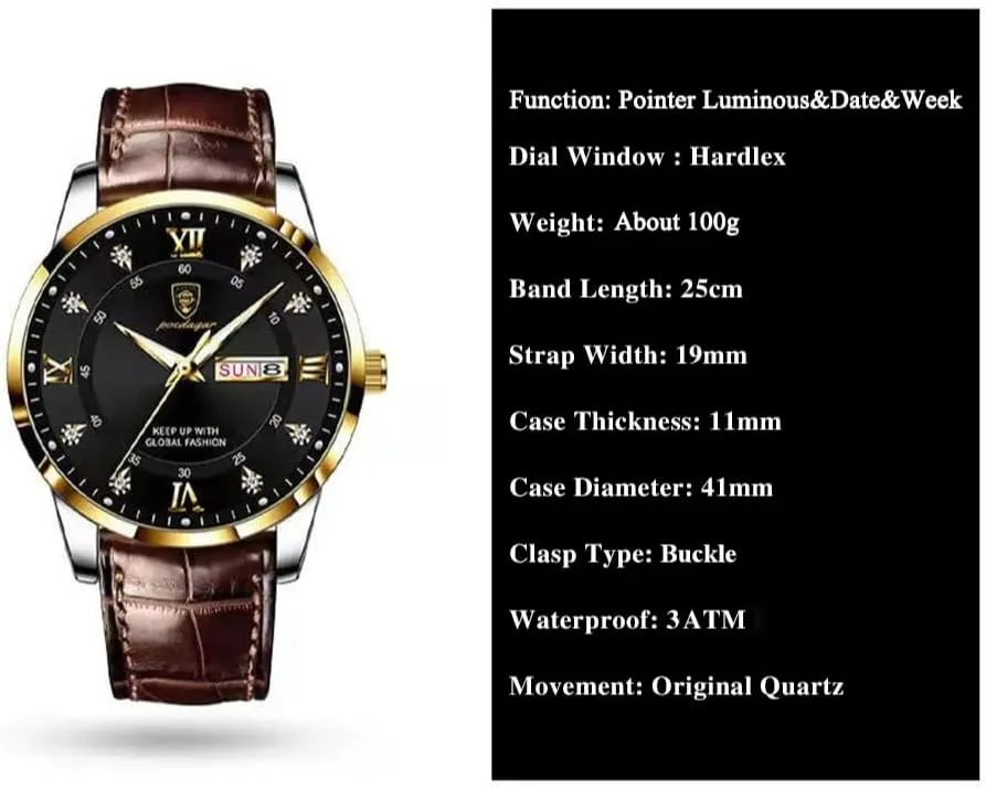 Men Watches Waterproof Luminous Leather Quartz Man Fashion Business Wristwatch Casual Sports Watch for Men relogio