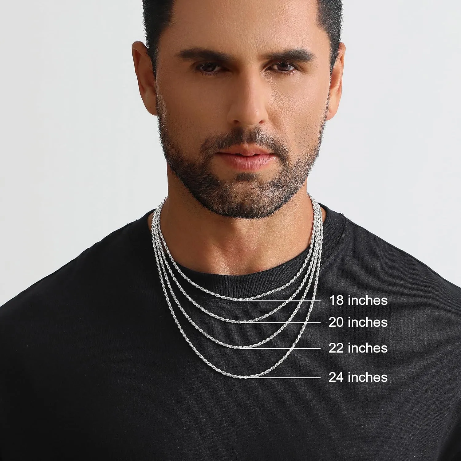 Mens Cross Necklace, Silver Gold Stainless Steel Cross Chain for Men, Cubic Zirconia Cross Pendant Necklaces Rope Chain Christain Jewelry Gift