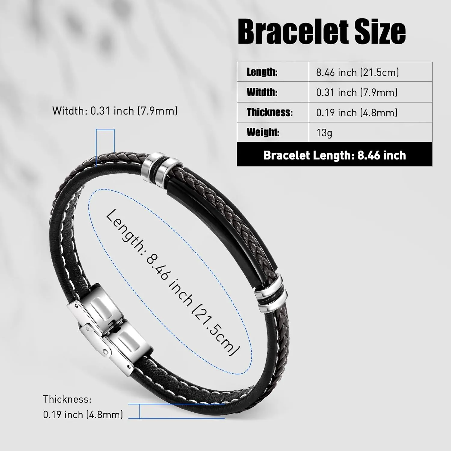 Mens Leather Bracelet Gifts for Anniversary Fathers Day Birthday Valentine's Day Dad Husband Boyfriend