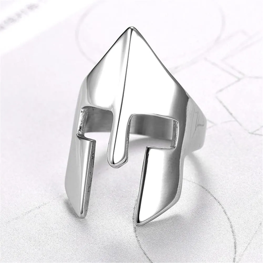 Men's Stainless Steel Viking Helmet Ring Spartan Warrior Mask Punk Biker Band Size 7 to 16