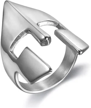 Men's Stainless Steel Viking Helmet Ring Spartan Warrior Mask Punk Biker Band Size 7 to 16