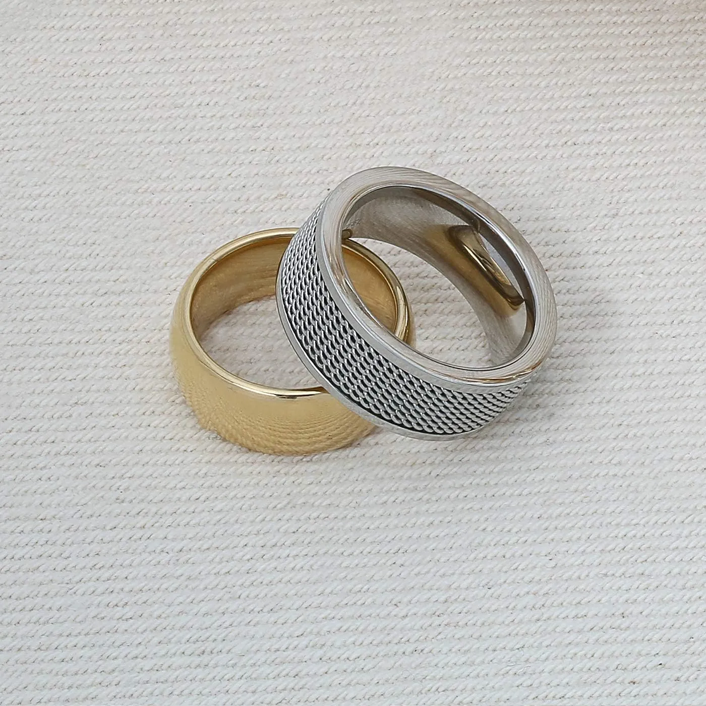 Men's Wide Tread Tire Band Ring Mechanic Sports Car Racer Style Matte Brushed Silver Tone Stainless Steel 8MM for Bikers