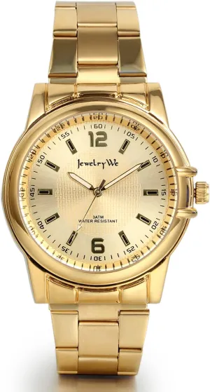 Men's Wrist Watches Casual: Stainless Steel Japanese Quartz Movement Analog Watch Waterproof Business Rhinestone Gold Watch
