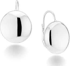 Miabella 925 Sterling Silver Italian High Polished Round Dome Button Bead Ball Statement Leverback Earrings for Women, Made in Italy