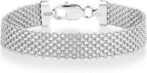 Miabella Solid 925 Sterling Silver Italian 12mm Mesh Link Chain Bracelet for Women Men, Made in Italy