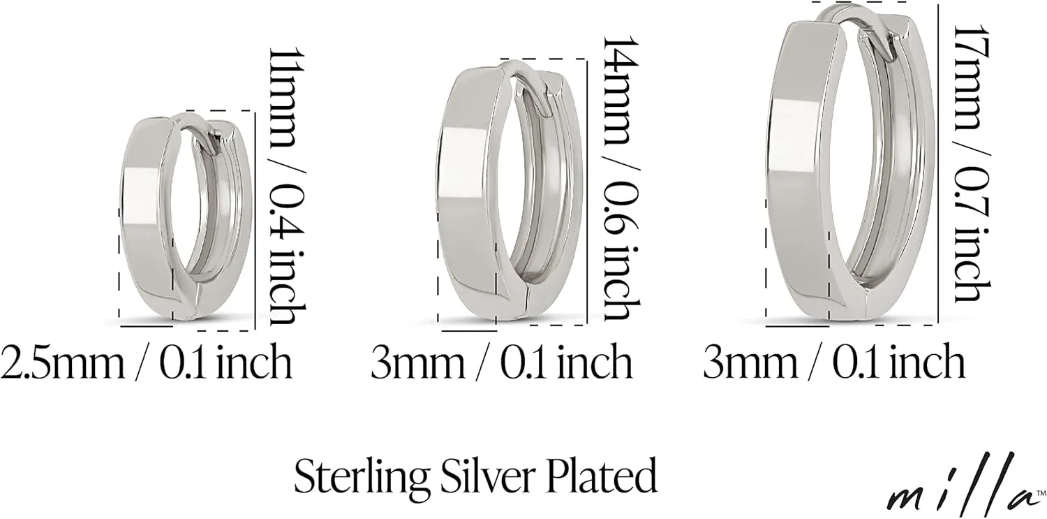 MILLA 14k Gold Huggie Earrings or Sterling Silver Huggie Earrings for Women Multipack & Individuals - Ear Huggers Earrings for Women Trendy Y2K Earrings, Preppy Earrings - Lightweight & Hypoallergenic