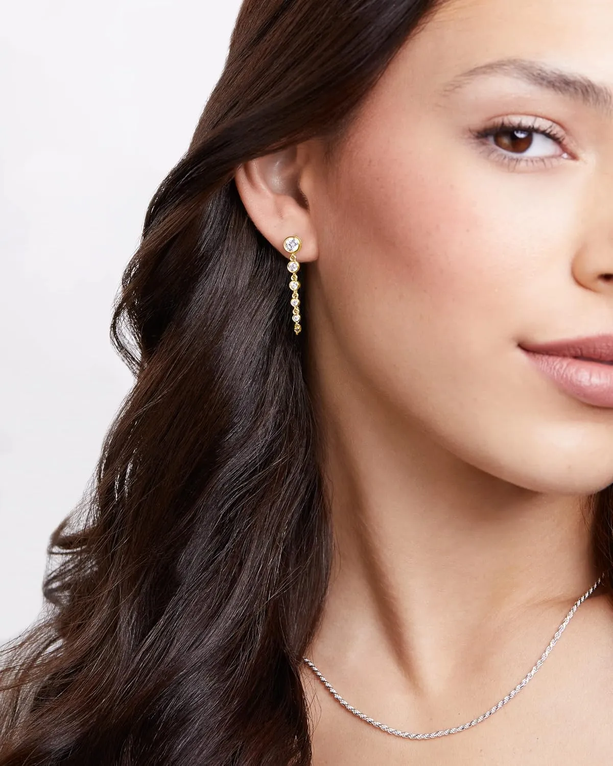 MILLA Dangle Earrings for Women - Cute Designer Earrings for Women Trendy Gold Chain Earrings & Sterling Silver Dangly Earrings