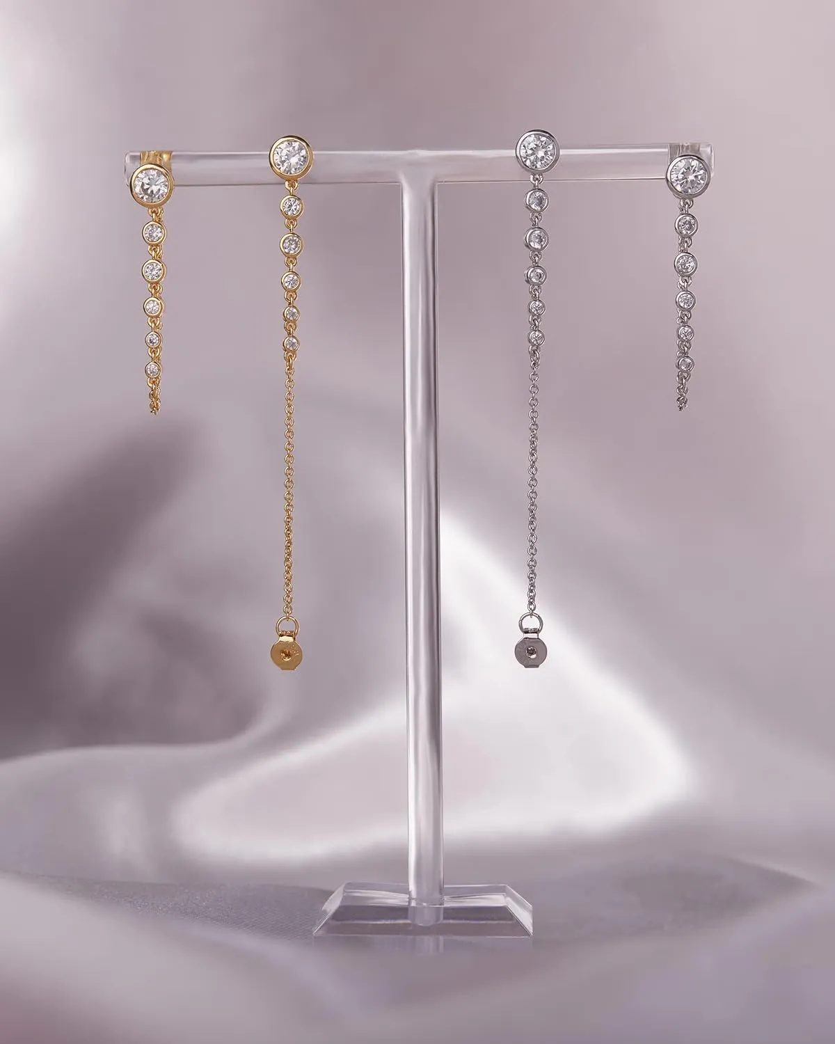 MILLA Dangle Earrings for Women - Cute Designer Earrings for Women Trendy Gold Chain Earrings & Sterling Silver Dangly Earrings