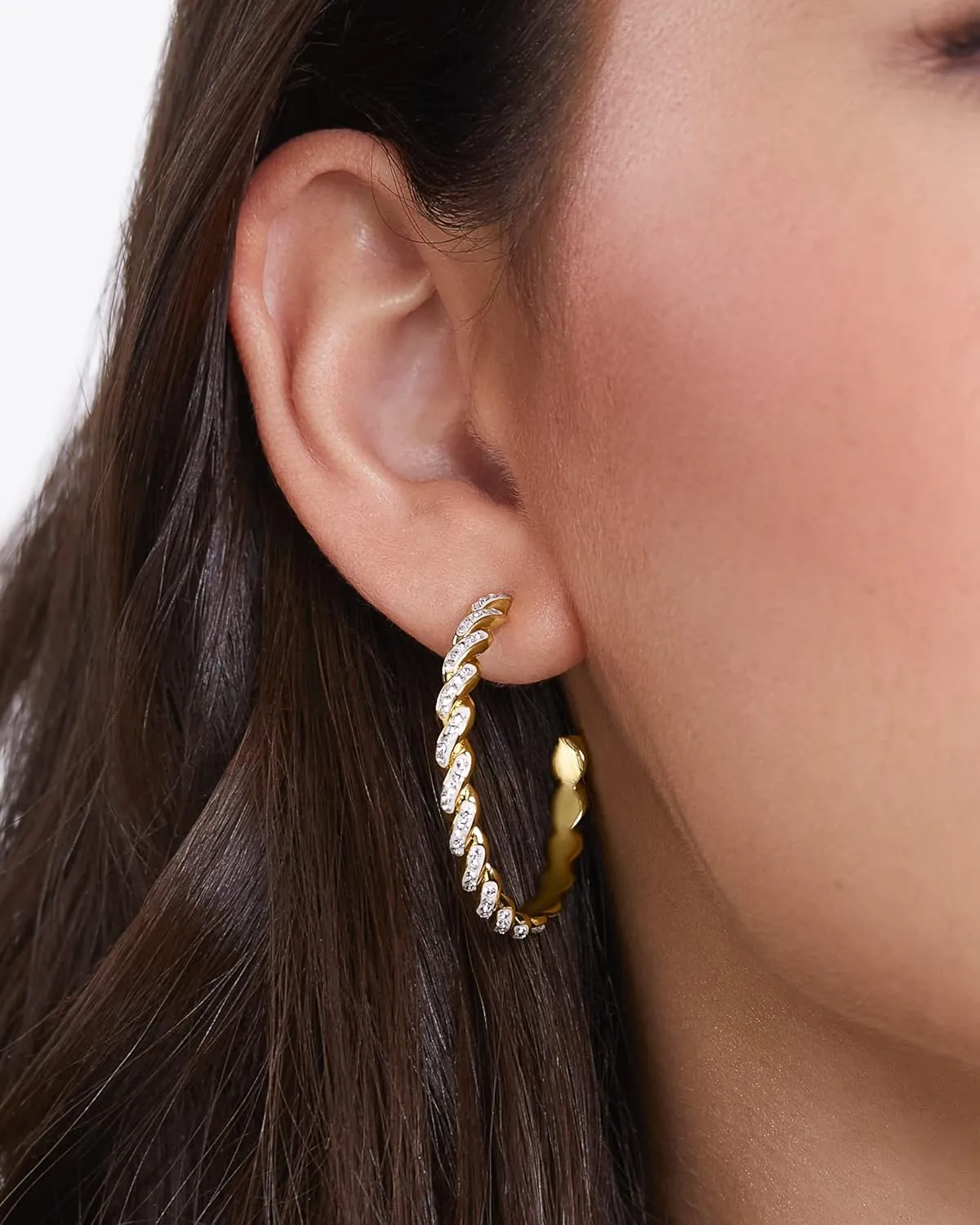 MILLA Small Hoop Earrings For Women - Rhinestone Earrings - Gold & Sterling Silver Huggie Earrings - Twisted Small Gold Hoop Earrings for Women