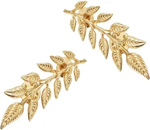 MINGHUA Gentlemen Suit Brooches Simple Elegant Double Leaf Collar Pin Brooch Gold Silver Plant Brooch
