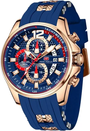 Mini Focus Mens Watch Octagon Casual Wrist Watch (Chronograph/Waterproof/Luminous/Calendar) Silicon/Leather Band Watch for Men