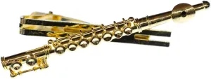 Miniblings Flute Tie Clip   Box Instrument Music Gold Plated Flautist Tiepin