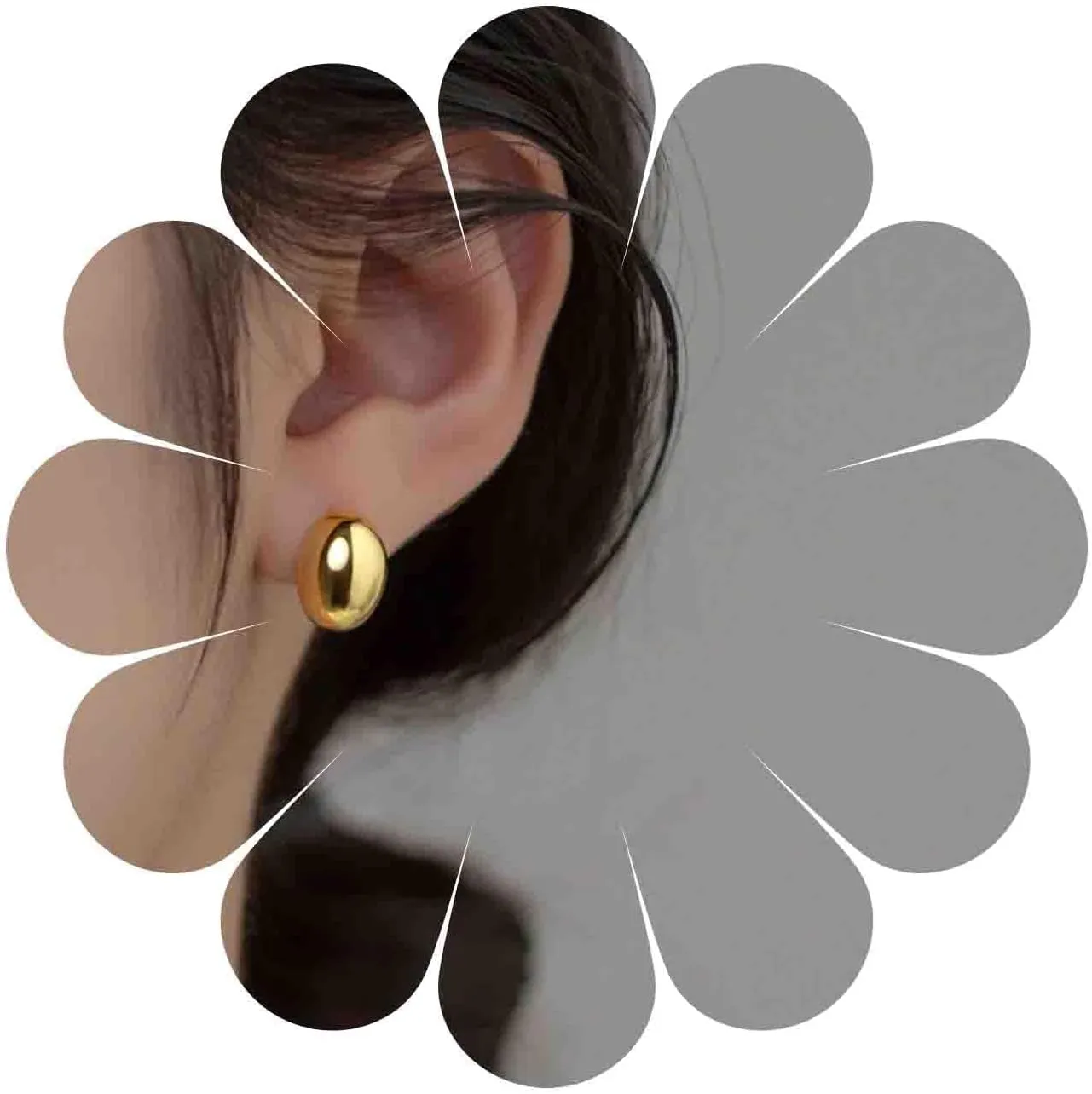 Minimalist Chunky Gold Stud Earrings Polished Metal Earrings Thick Oval Dome Earrings Button Statement Earrings Big Metal Ball Stud Earrings Jewelry for Women