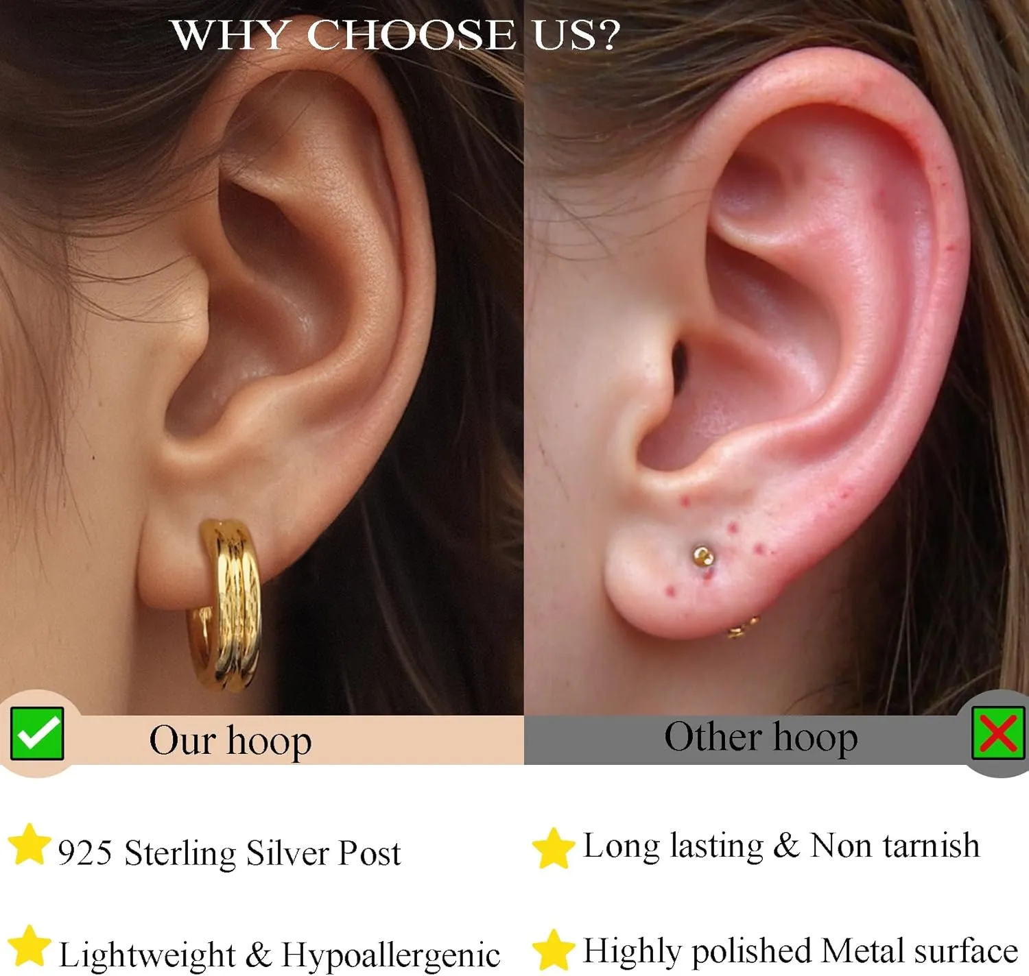 Minimalist Hoop Earrings 14K Gold Plated Lightweight Twisted Small Thick Huggie Hoops Earrings Hypoallergenic Gold Earrings for Women Trendy Hoops Drop Dangle Earrings Studs Jewelry Gifts