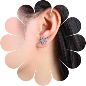 Minimalist Northstar Stud Earrings Gold Polished Starburst Earrings Celestial Starburst Earrings Star Ear Climber Earrings Tiny Star Earrings Jewelry for Women