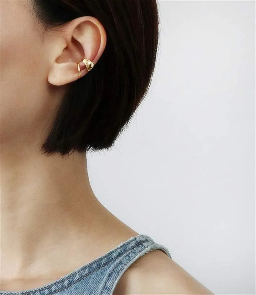 Minimalist Polished Ear Cuff Helix Cartilage Clip on Earring for Women Girls S925 Sterling Silver Small Hoop Wrap Earrings Non-Pierced Ear Adjustable Unisex Jewelry