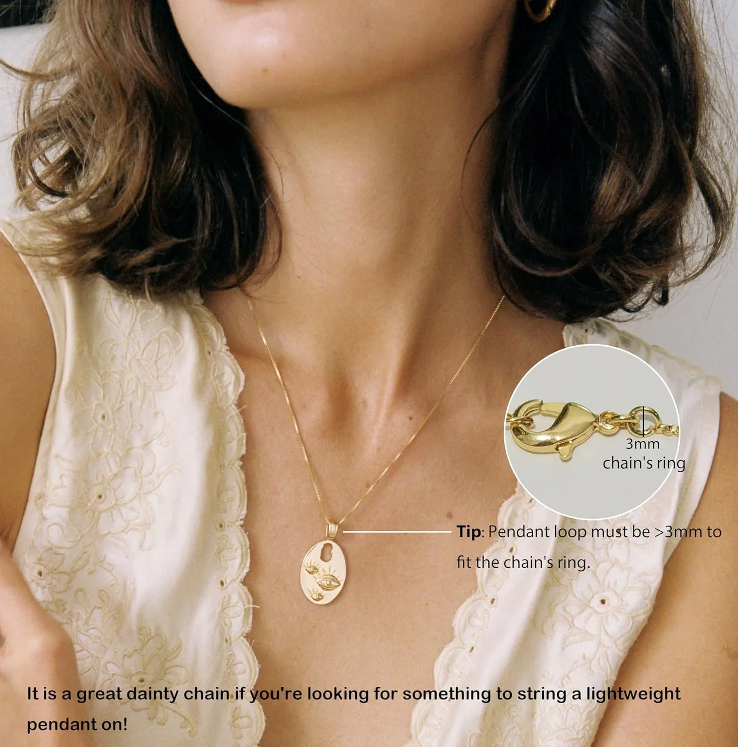 Minimalist Thin Gold Chain 18K Gold Thin Box Chain Necklace Short Small Gold Chain Choker Necklaces for Women