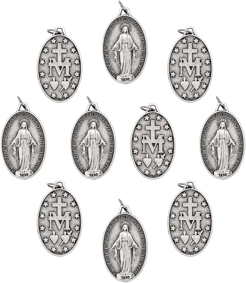 Miraculous Medal Pendants | 1 Inch, 1.5 Inch, or 1.75 Inch | Add to DIY Chaplet or Necklace | Great Catholic Gift for First Holy Communion or Confirmation | Made in Italy