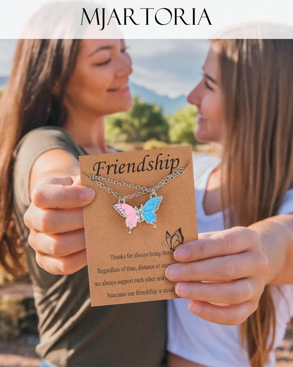 MJartoria BFF Necklace and Bracelets for 2-Butterfly Friendship Necklace Bracelet Best Friend Necklace Matching Necklace Bracelets Gifts