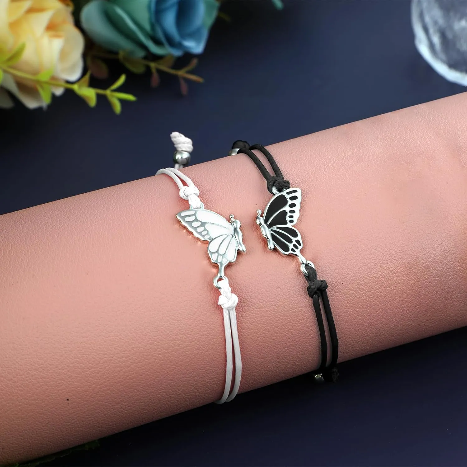 MJartoria BFF Necklace and Bracelets for 2-Butterfly Friendship Necklace Bracelet Best Friend Necklace Matching Necklace Bracelets Gifts