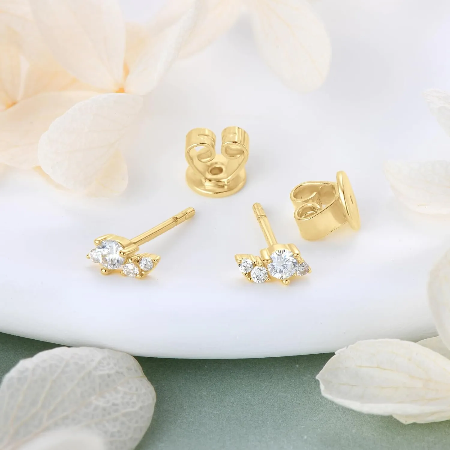 Moissanite Cartilage Earrings, 925 Sterling Silver Tiny Studs, Dainty Stylish Fashion Jewelry for Women Teen Mom, Hypoallergenic for Sensitive Ears, Gift Box Included