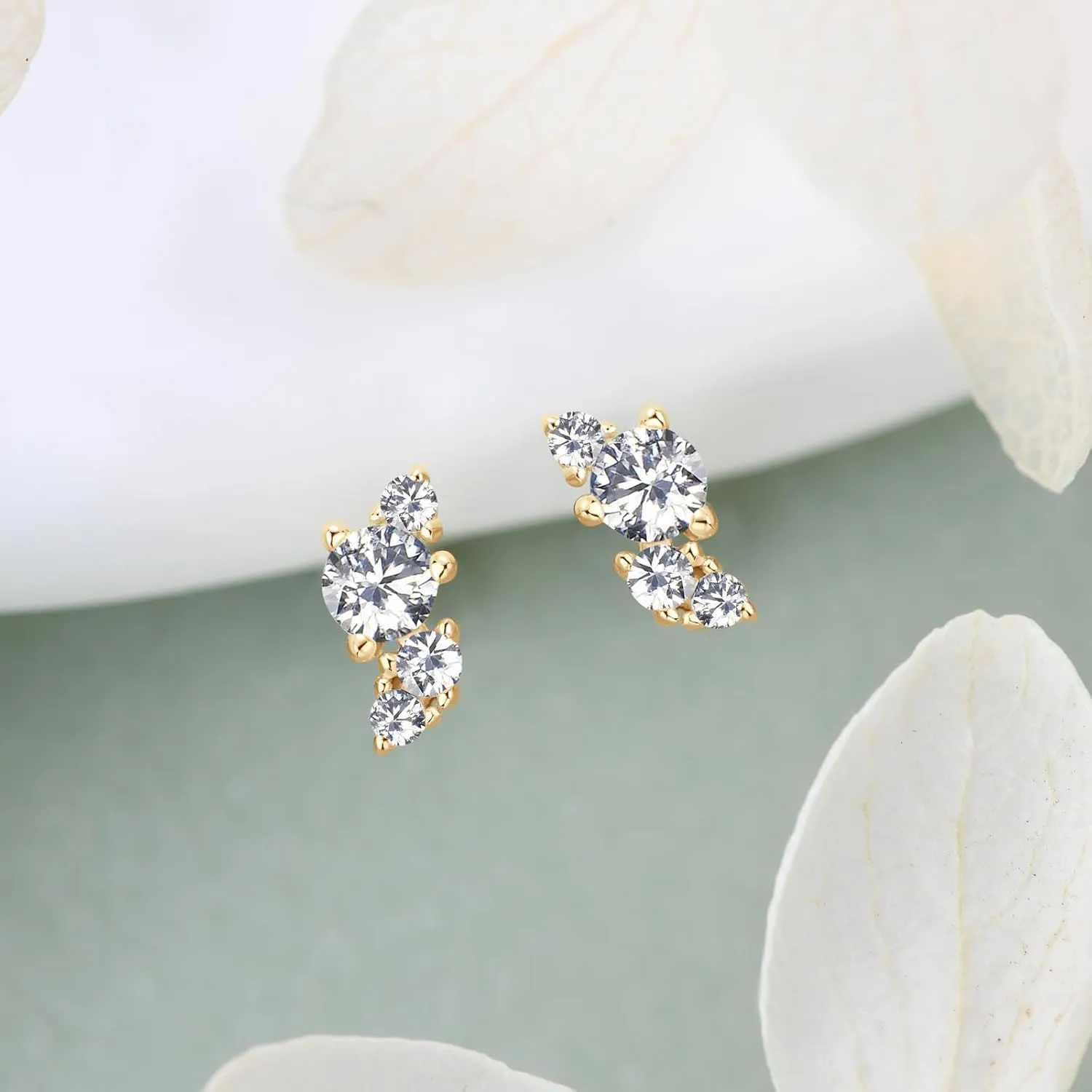 Moissanite Cartilage Earrings, 925 Sterling Silver Tiny Studs, Dainty Stylish Fashion Jewelry for Women Teen Mom, Hypoallergenic for Sensitive Ears, Gift Box Included