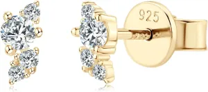 Moissanite Cartilage Earrings, 925 Sterling Silver Tiny Studs, Dainty Stylish Fashion Jewelry for Women Teen Mom, Hypoallergenic for Sensitive Ears, Gift Box Included