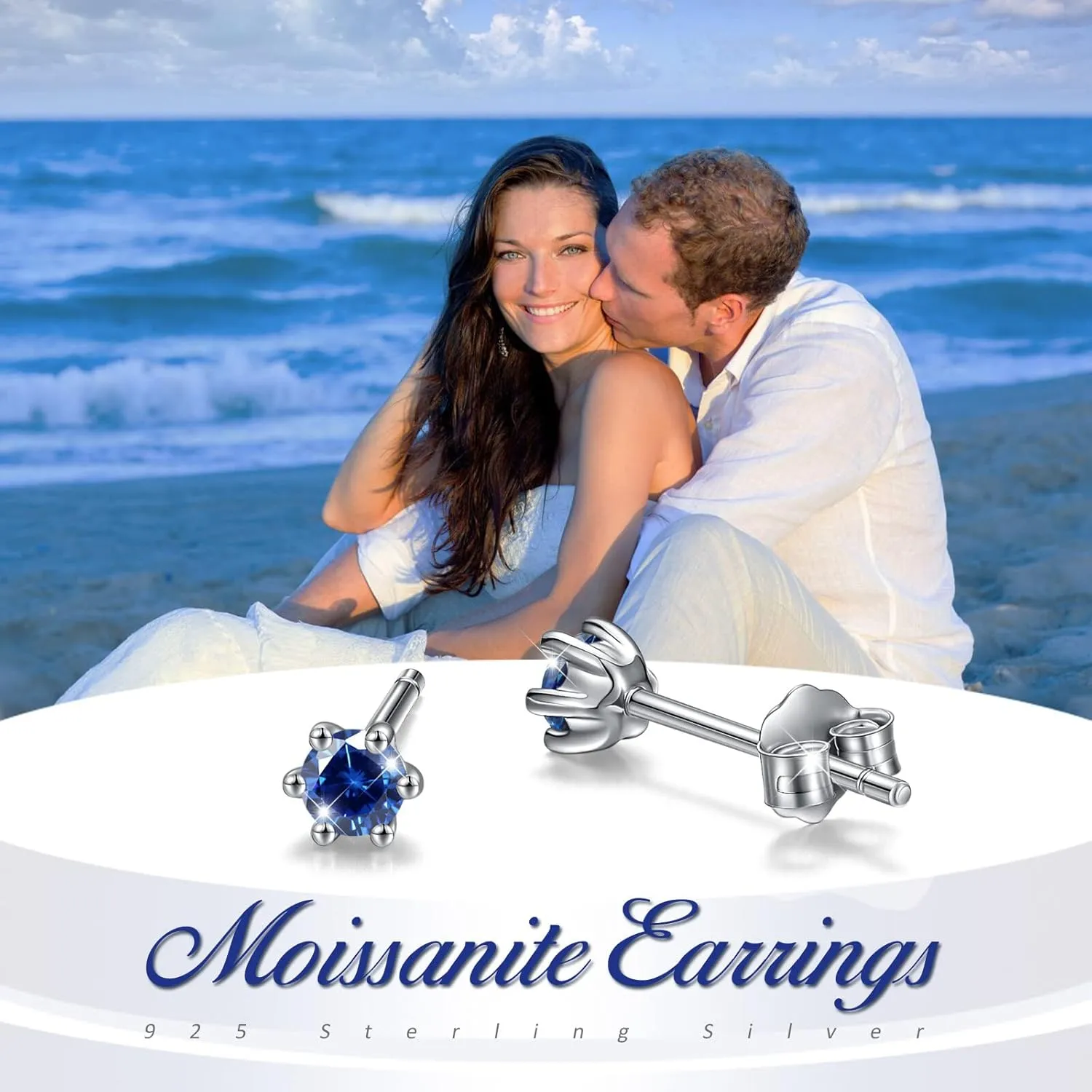 Moissanite Stud Earring Round Cut 0.2-1ct, 18K White Gold Plated Sterling Silver Moissanite Diamond Earrings for Women Men Diamond Jewelry Birthday Valentines Day Gift