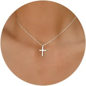 Moodear Mother's Day Gift Cross Necklace for Women - Dainty 925 Sterling Silver/Gold Plated Layered Cross Pendant Simple Small Necklaces for Women Trendy Jewelry Gifts