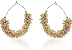 Moonstruck Traditional Indian Gold-Plated Hoop Earrings with Pearls for Women  Lightweight Brass Ethnic Jewelry for Daily Wear, Weddings, and Parties