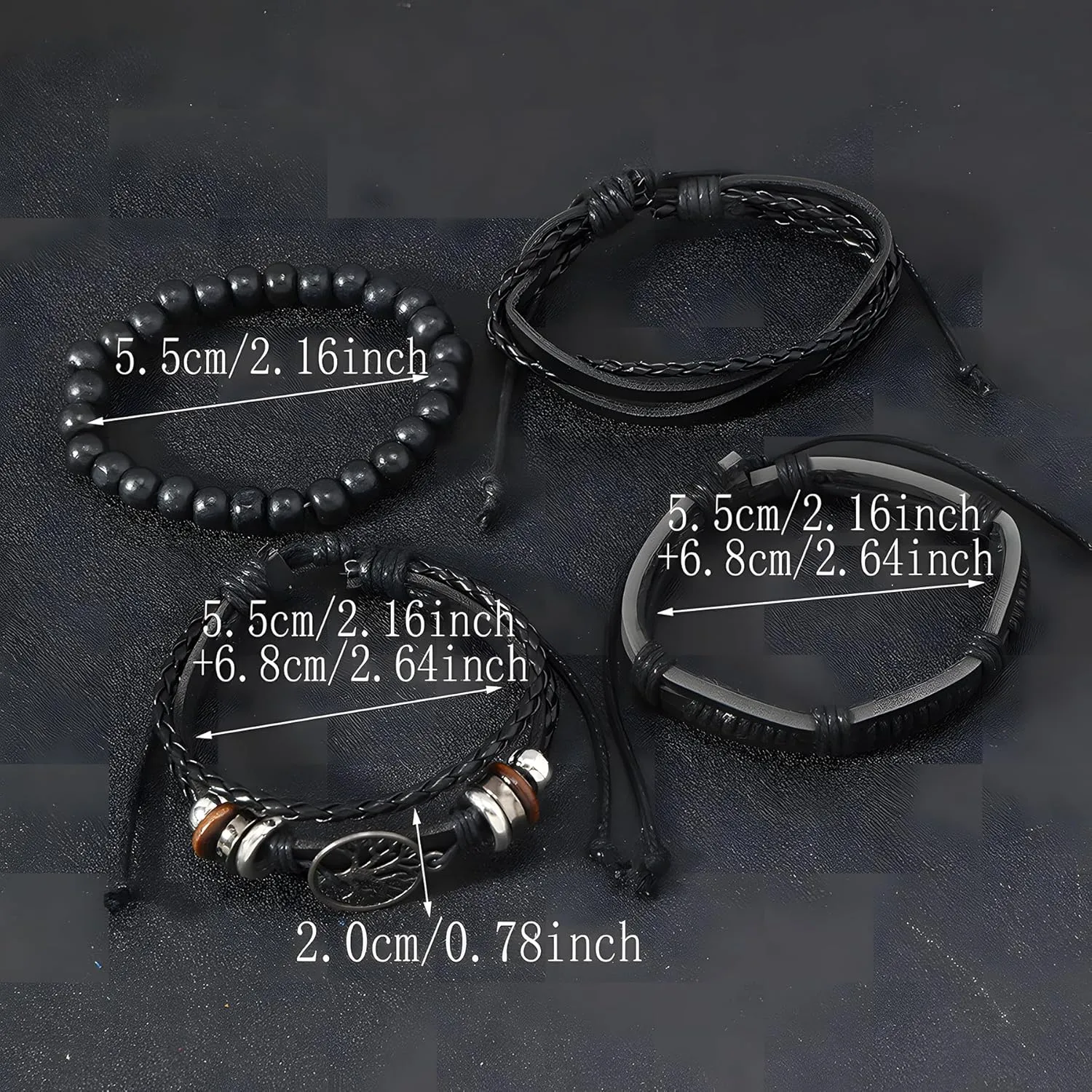 Multi-Layer Leather Bracelets, Mens Braided Vintage Religious Retro Patterns Evil Eye Beads Tree of Life Boho Charms Women Cuff Bracelet Anniversary Birthday Christmas Jewelry Gifts Pcs of 4
