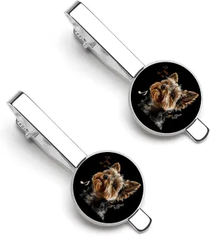 Musician Yorkshire Terrier Dog Tie Clips for Men Stylish Neck Tie Bar Ideal Gift for Anniversary Wedding Business