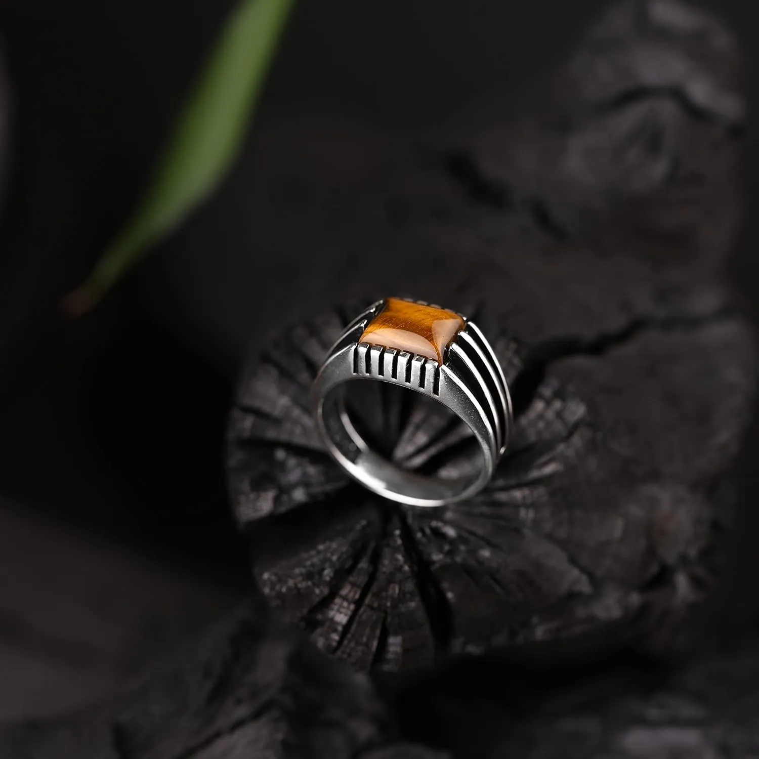 Natural Tiger Eye Stone Solid 925 Sterling Silver Special Design Elegant Ring for Men