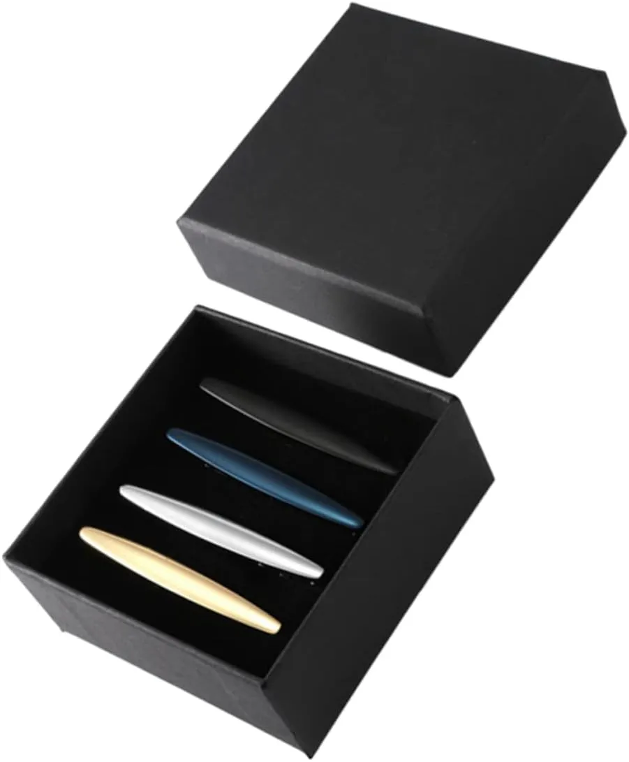 Necktie Pinch Tie Clips for Men Business Set 4 Color Choices Elegant and Durable