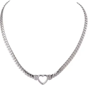 New 2025 Unisex Casual Style 18K Real Gold Layered Stainless Steel Cuban Link Heart Chain For Women Waterproof Necklace Herfriend Gift Jewelry Fashion Trendy Accessories Creative For Women And Men