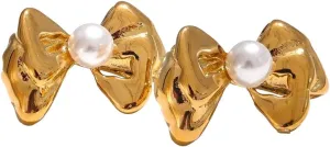 New 2026 Exquisite Imitation Pearls Bow Knot Bowtie Stud Earrings 316L Stainless Steel Trendy Fashion Daily Decoration Jewelry Luxury With You Accessories Best For Gift