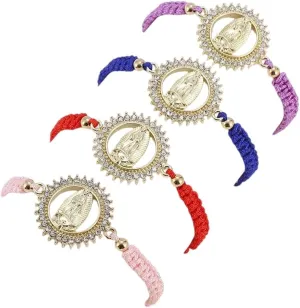 New 2026 Unisex Stylish Bohemian Cord Virgin Mary Bracelet Adjustable Cross Catholic Prayer Wrap Women's Religious Decoration Jewelry Luxury With You Accessories Trendy Best For Gift Women And Men