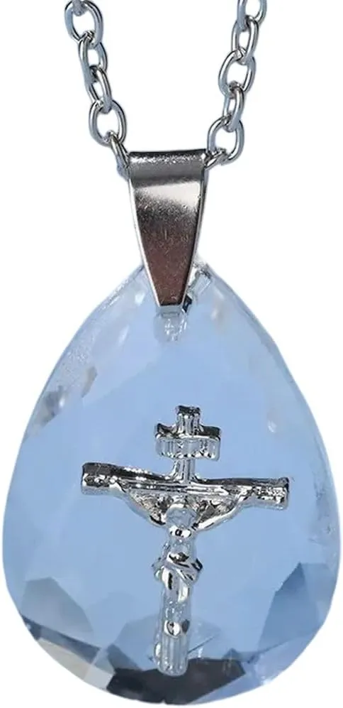New 2026 Unisex Transparent Crystal Cross The Passion Of Jesus Pendant Necklace Christianity Catholicism Crucifix Believer Pendants Accessories Jewelry Luxury Trendy Best For Gift Women And Men