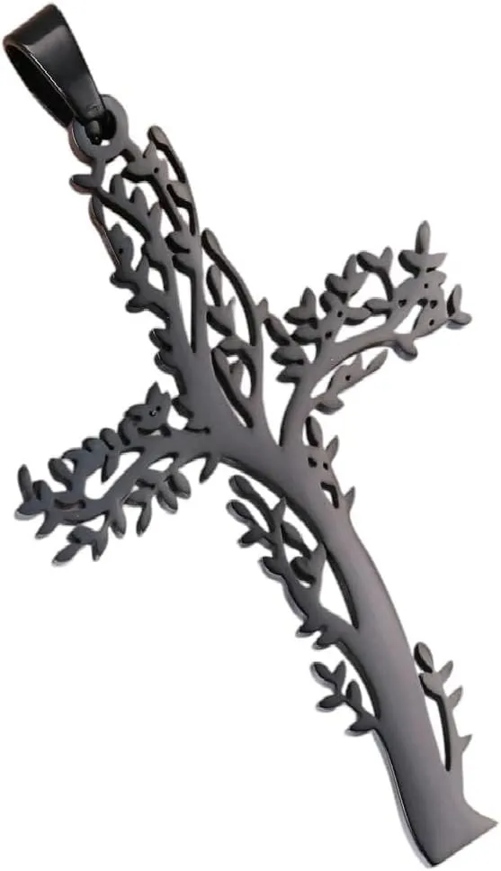 New For Trendy 2025 100% Stainless Steel Christian Jesus Cross Pendants Religion Cross Tree Of Life Charms For Jewelry Prayer Baptism Gifts Jewelry Fashion Accessories Creative Gift