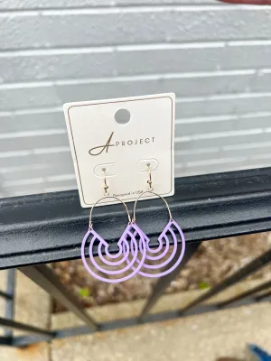 New! Geometric Dangle Earrings - Lavender
