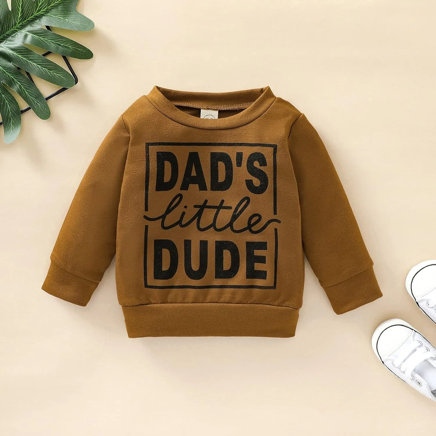 Newborn Infant Baby Boys Pullover Dad's Little Dude Sweatshirt Long Sleeve Casual Sweater Fall Clothes