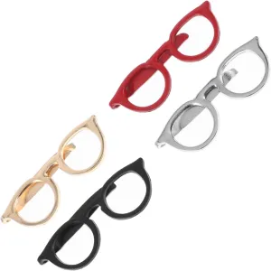NOLITOY 4pcs Men's Gold Tie Clips for Metal Tie Bars Glasses Design Stylish Shirt Accessories